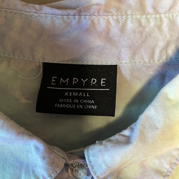 Oversized Tie Dye Boxy Top Skate Empyre XS Button Front Short Sleeve Waist Blue - Picture 7 of 11